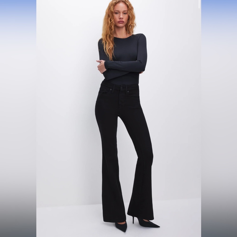 Good American Black Flare Jeans